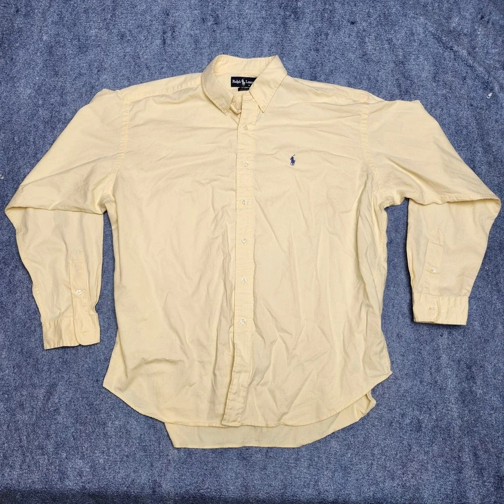 Vintage Ralph Lauren Blaire Shirt Mens XL Butter Yellow Long Button Down Prep